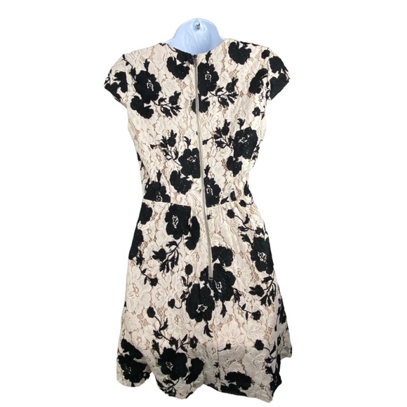 LAVENDER BROWN Fit and Flare Rose Floral Lace Jacquard Dress S - Picture 3 of 16
